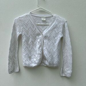 Abercrombie Kids White Knit Cardigan Sweater Girls Size 5/6 Chevron Open Front